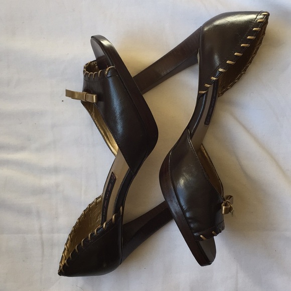Steve Madden Leather Peep Toe Platform Heels - Picture 2 of 5